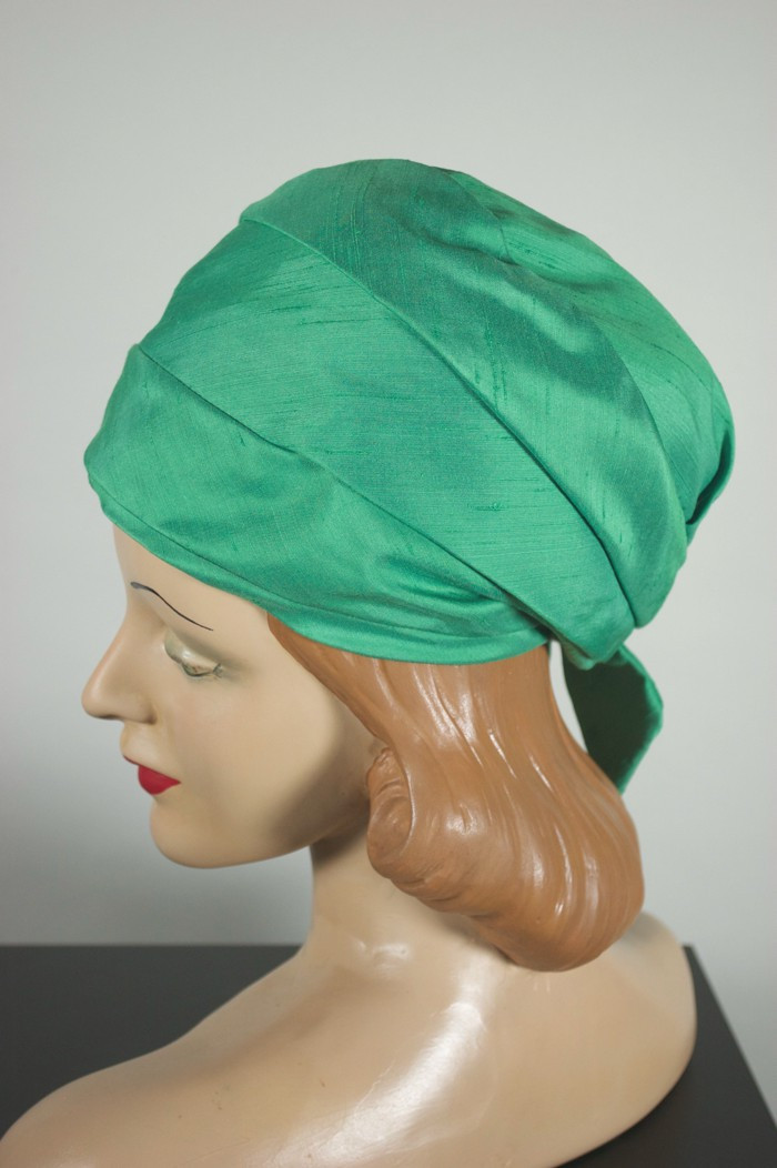 womens hat 1960s mint green fabric turban style head wrap scarf