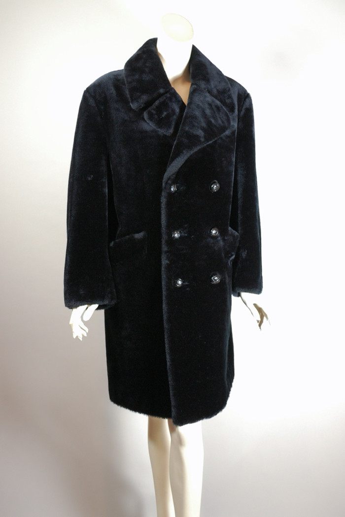 grunge style fuzzy fake fur coat black 1960s 70s true vintage M-L 42 inch chest