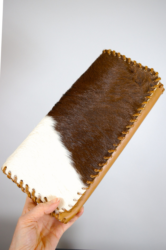 vintage rockabilly cowgirl clutch purse calfskin handbag 1950s 60s saddle tan leather larger size