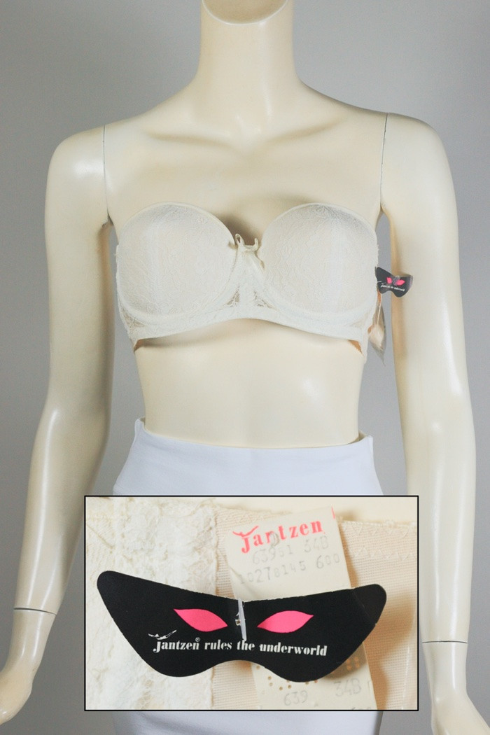deadstock unworn vintage underwire bra mid 1960s Jantzen 34 A to B cream ivory lace
