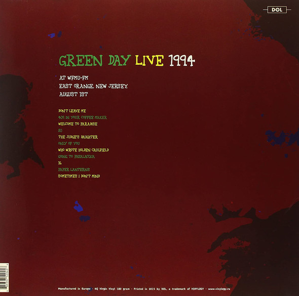 GREEN DAY-Live At Wfmu-Fm East Orange New Jersey August 1st 1994 (Green Vinyl)--Vinyl LP-Brand New/Still Sealed-_LAS1023