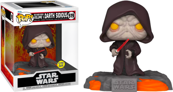 Star Wars - Red Saber Series: Darth Sidious Glow US Exclusive Pop! Deluxe [RS]-Funko-FUN63293