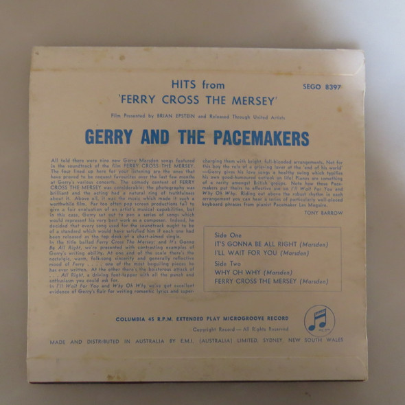 Gerry & The Pacemakers-Hits From 'Ferry Cross The Mersey'-VINYL 7"-Aussie Press-USED-SHLP_2770