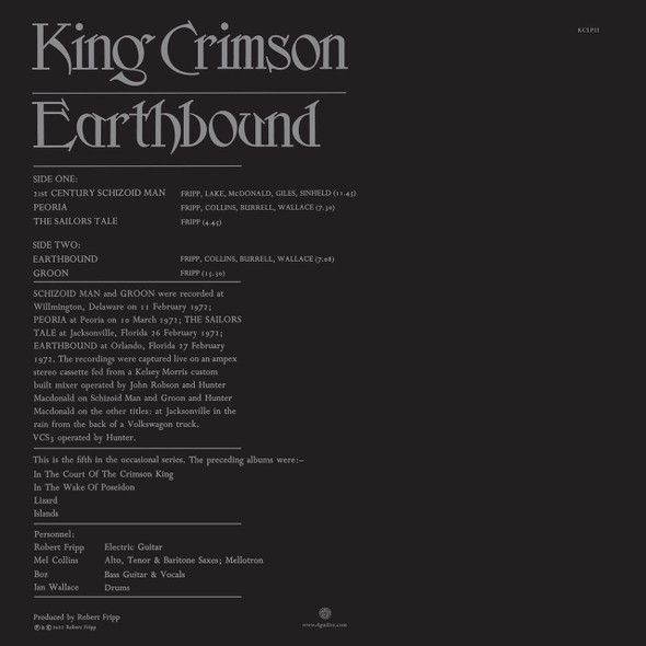 KING CRIMSON-Earthbound - 50th Anniversary Vinyl Edition-Vinyl LP-Brand New/Still sealed_LAS0723068