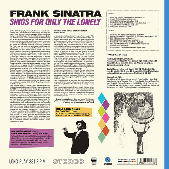 Frank Sinatra-Only The Lonely (Limited Transparent Blue Vinyl)-Vinyl LP-Brand New/Still sealed_LAS0324101