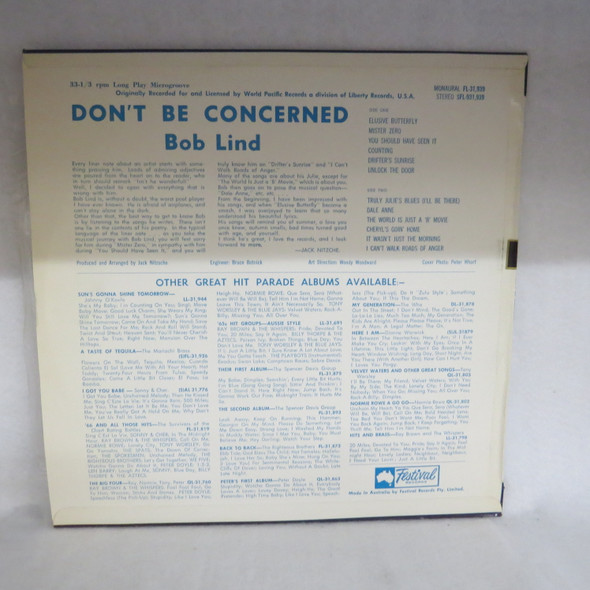 Bob Lind-Don't Be Concerned-VINYL LP-USED-SHLP_4965