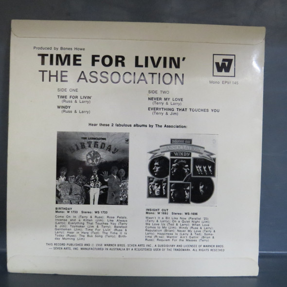 The Association -Time For Livin' -Aussie 7" vinyl single-USED-SHLP_5438