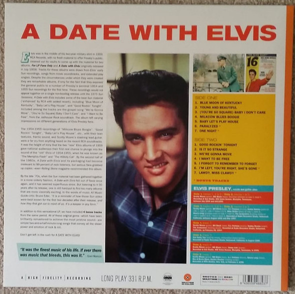 ELVIS PRESLEY-A Date With Elvis (+4 Bonus Tracks)-Vinyl LP-Brand New/Still sealed_LAS1224134