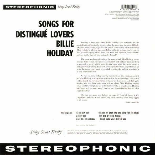 BILLIE HOLIDAY - Songs For Distingue Lovers--Vinyl LP-Brand New/Still sealed_LAS06251021