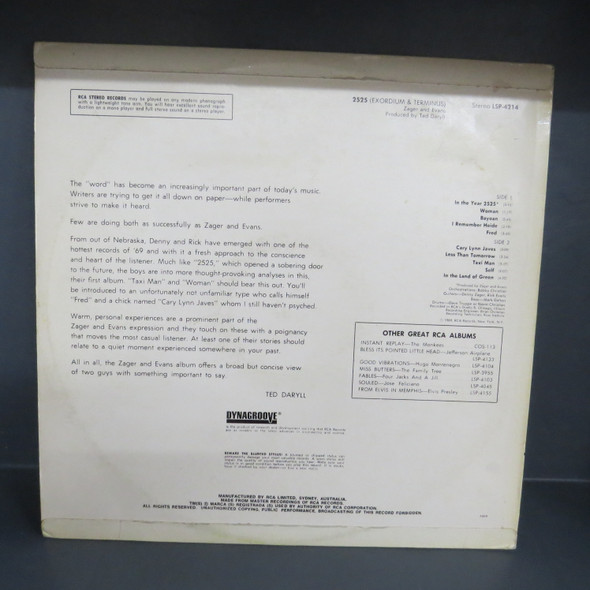 Zager & Evans-2525 (Exordium & Terminus)-VINYL LP-USED-SHLP170425_7076