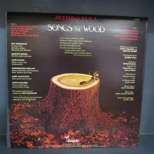 Jethro Tull-Songs From The Wood-VINYL LP-NM condition-USED-SHLP170425_7197