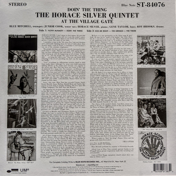 The Horace Silver Quintet – Doin' The Thing - At The Village Gate (Blue Note Classic Series)-Vinyl LP-Brand New/Still sealed_LAS0523010 The Horace Silver Quintet – Doin' The Thing - At The Village Gate (Blue Note Classic Series)-Vinyl LP-Brand New/Still sealed_LAS0523010