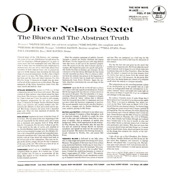 NELSON, OLIVER  / THE BLUES AND THE ABSTRACT TRUTH--Vinyl LP-Brand New/Still sealed_TTT202509_114