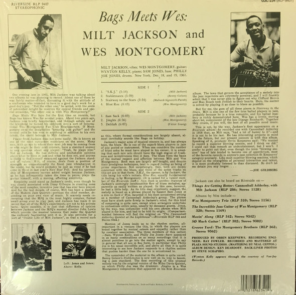 JACKSON, MILT AND WES MONTGOMERY / BAGS MEETS WES--Vinyl LP-Brand New/Still sealed_TTT10251008
