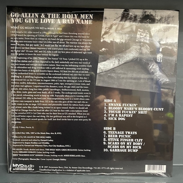 GG ALLIN - You Give Love A Bad Name--Vinyl LP-Brand New/Still sealed_LAS0226149