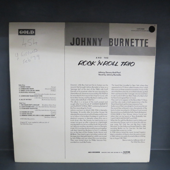 The Johnny Burnette Trio-Johnny Burnette And The Rock 'N Roll Trio-VINYL LP-USED-SHLP170425_7901