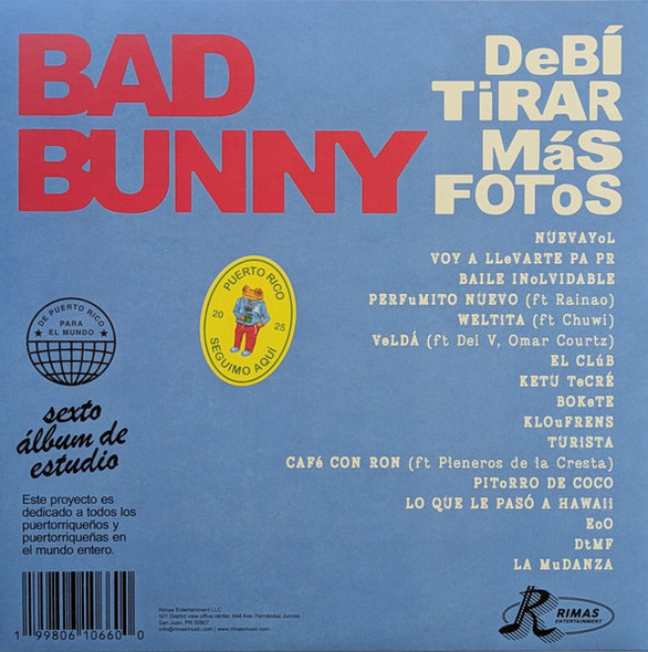 BAD BUNNY - Debi Tirar Mas Fotos--Vinyl LP-Brand New/Still sealed_LAS0426266