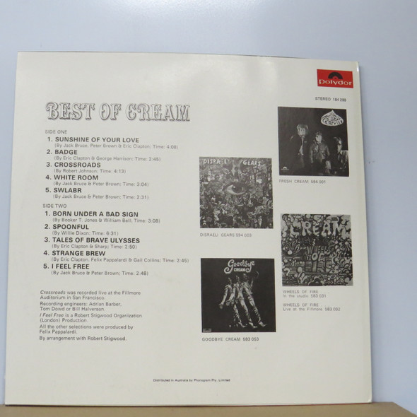 Cream - Best Of Cream USED - Near Mint (NM) / Excellent (EX) Vinyl - LP, Compilation, Reissue, Stereo - Australia - 184 298