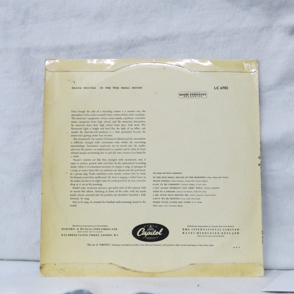 Frank Sinatra - In The Wee Small Hours (Part 1) USED - Very Good Plus (VG+) / Good Plus (G+) Vinyl - LP, 10", Album, Reissue - UK 1956 - LC 6702