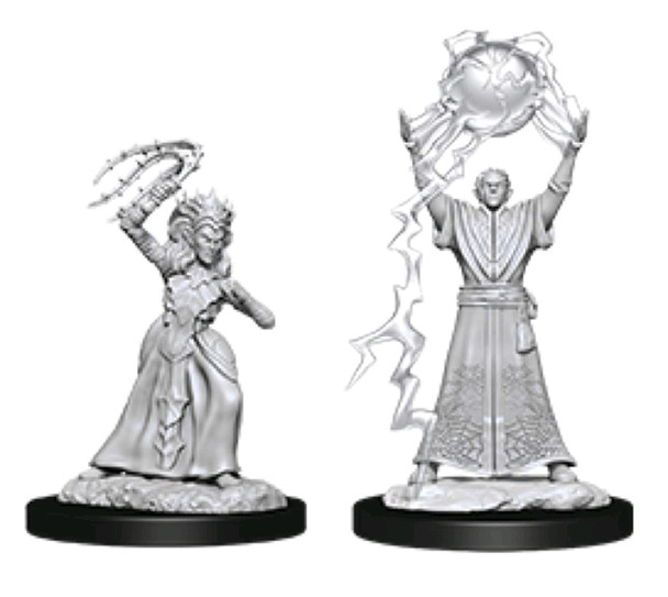 Dungeons & Dragons - Nolzurs Marvelous Unpainted Minis: Drow Mage & Drow Priestess-WZK90071-WIZKIDS GAMES