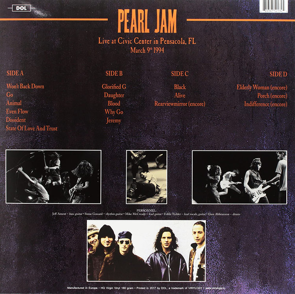 PEARL JAM-Live At Civic Center In Pensacola Fl March 9th 1994 (Yellow Vinyl)--Vinyl LP-Brand New/Still Sealed-_LAS1006