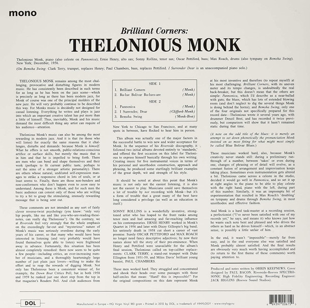 THELONIOUS MONK & SONNY ROLLINS-Brillant Corners (Blue Vinyl)-Vinyl Lp-Brand new/Still Sealed-LAS_192-LAS_348