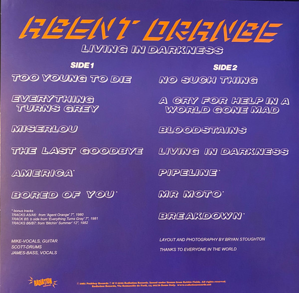 AGENT ORANGE-Living In Darkness-Vinyl Lp-Brand new/Still Sealed_LAS0222149