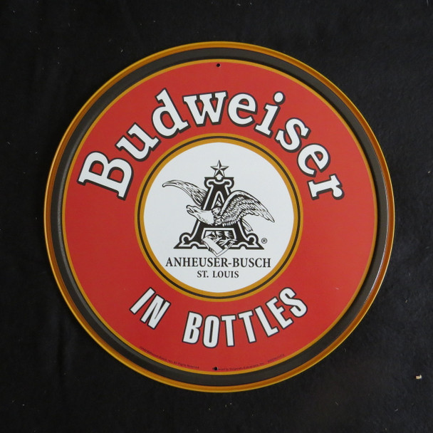 Budweiser-BUD-In Bottles-30 cm Round-Retro Rustic Metal Tin Sign Man cave