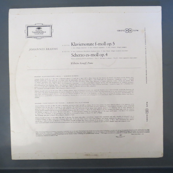 Johannes Brahms Wilhelm Kempff-Klaviersonate f-moll Op. 5 / Scherzo es-moll Op. 4-VINYL LP-USED-SHLP_4603