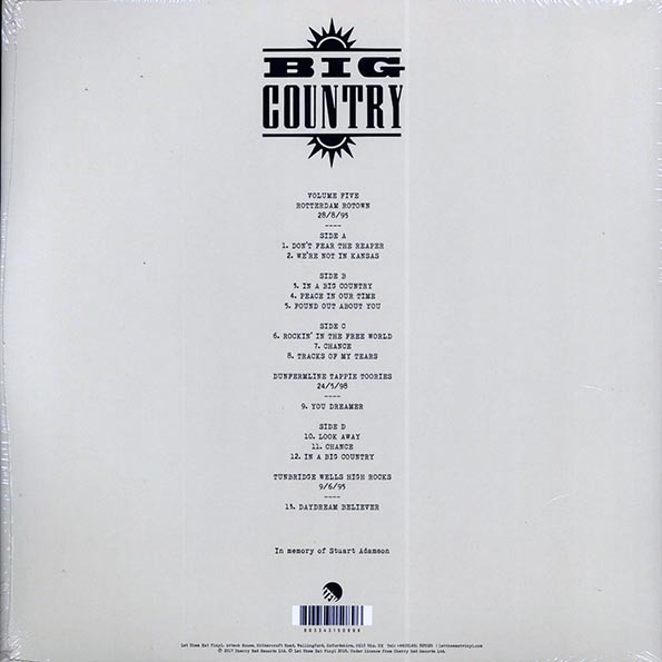 Big Country - We're Not In Kansas: The Live Bootleg Series 1993-1998 Volume 5 (Limited edition; 1000 copies made) (2xLP Set) (Colored vinyl (blue)) (Gatefold Jacket)--Vinyl LP-Brand New/Still sealed_MIL202501_104