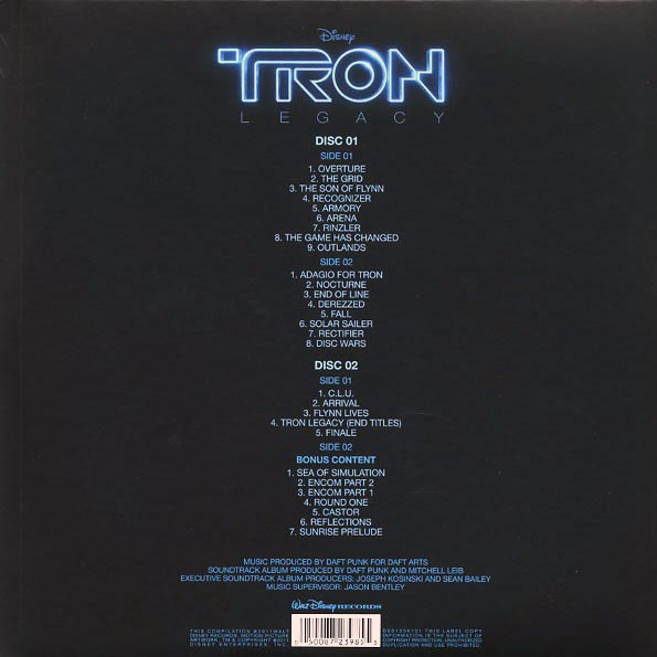 Daft Punk - Tron Legacy: Original Motion Picture Soundtrack (2xLP Set) (180-gram vinyl) (Gatefold Jacket) (Includes an insert)--Vinyl LP-Brand New/Still sealed_MIL202501_110