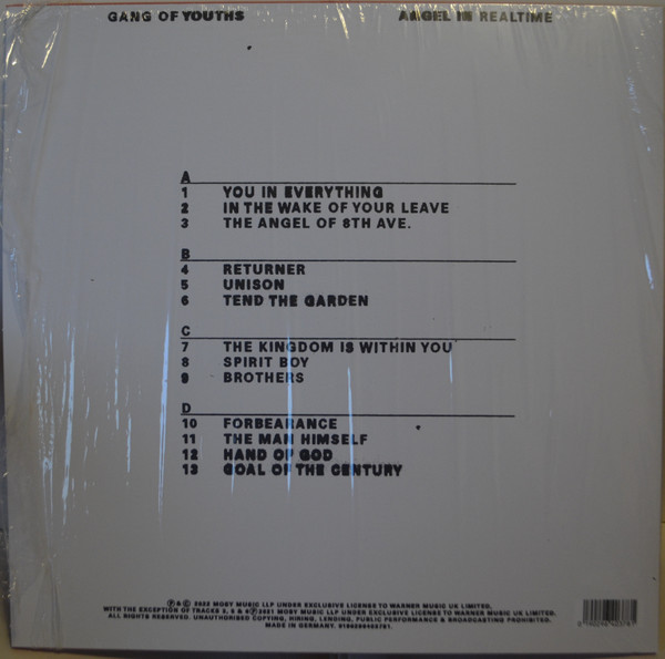 Gang Of Youths – Angel In Realtime (White vinyl)  Vinyl LP-Brand New-Still Sealed