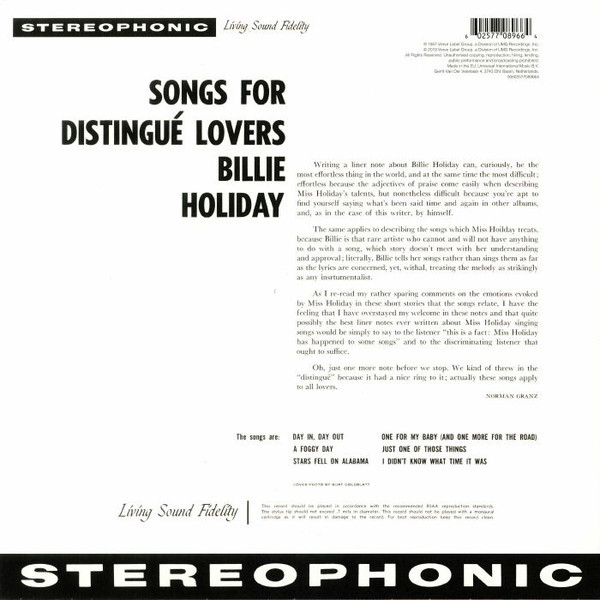 BILLIE HOLIDAY - Songs For Distingue Lovers--Vinyl LP-Brand New/Still sealed_LAS06251021