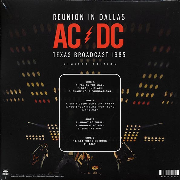 AC/DC - Reunion In Dallas: Texas Broadcast 1985 (2xLP Set) (Gatefold Jacket)--Vinyl LP-Brand New/Still sealed_MIL202508_102