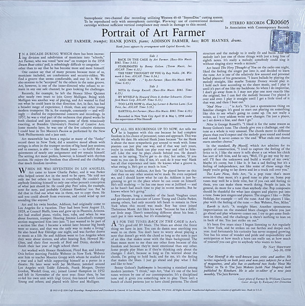 FARMER, ART / PORTRAIT OF ART FARMER [ACOUSTIC]--Vinyl LP-Brand New/Still sealed_TTT202509_137