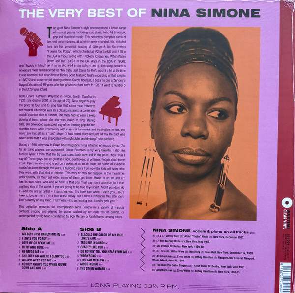 NINA SIMONE - The Very Best Of Nina Simone (Crystal Clear Vinyl)--Vinyl LP-Brand New/Still sealed_LAS0925207