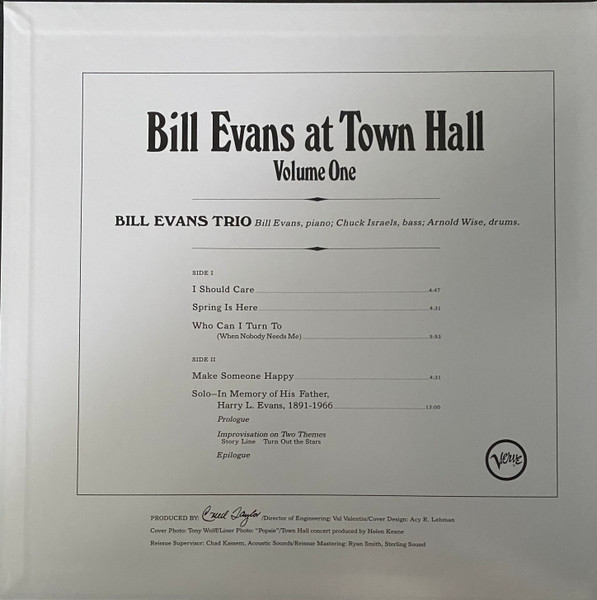 EVANS, BILL  / AT TOWN HALL, VOLUME ONE [ACOUSTIC]--Vinyl LP-Brand New/Still sealed_TTT10251069