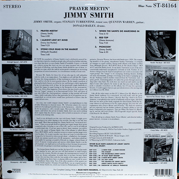 SMITH, JIMMY  / PRAYER MEETIN' [TONE POET SERIES]--Vinyl LP-Brand New/Still sealed_TTT10251085