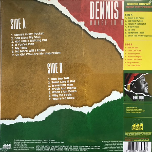 DENNIS BROWN - Money In My Pocket (Red Vinyl)--Vinyl LP-Brand New/Still sealed_LAS0526126