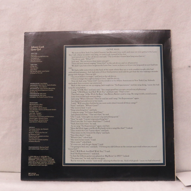 Johnny Cash - Gone Girl USED - Near Mint (NM) / Excellent (EX) Vinyl - LP, Album - Australia 1978 - SBP 237272