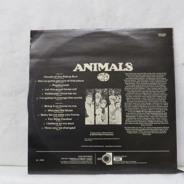 The Animals - The Most Of USED - Excellent (EX) / Very Good Plus (VG+) Vinyl - LP, Compilation, Stereo Enhanced Mono - Australia 1972 - AXIS6004