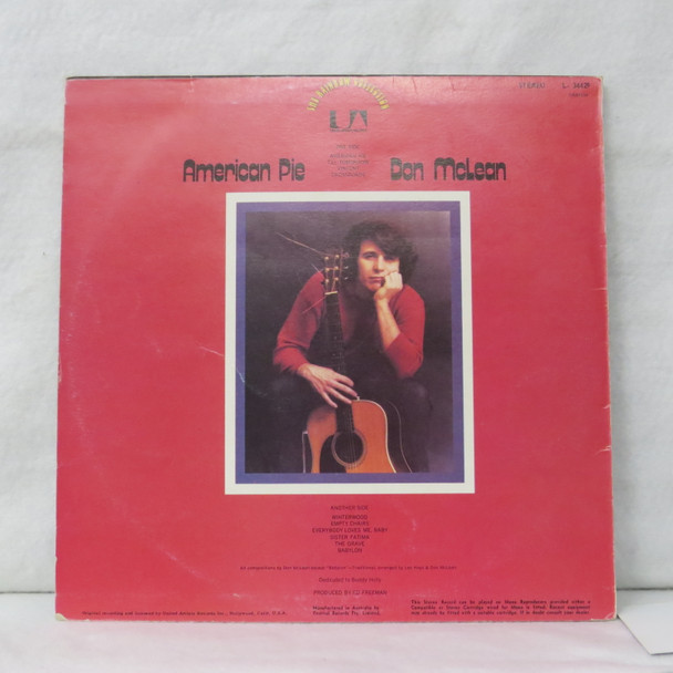 Don McLean - American Pie USED - Near Mint (NM) / Very Good Plus (VG+) Vinyl - LP, Album - Australia - L- 34429