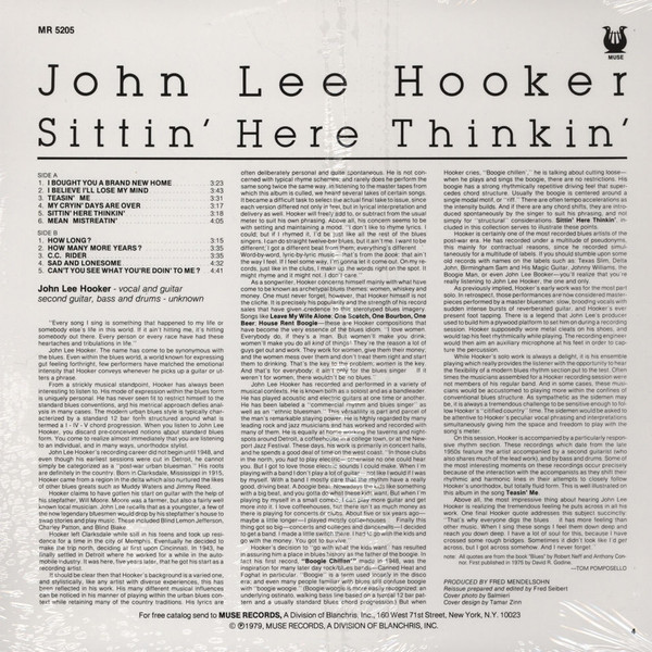 JOHN LEE HOOKER-Sittin' Here Thinkin'  Vinyl LP-Brand New-Still Sealed