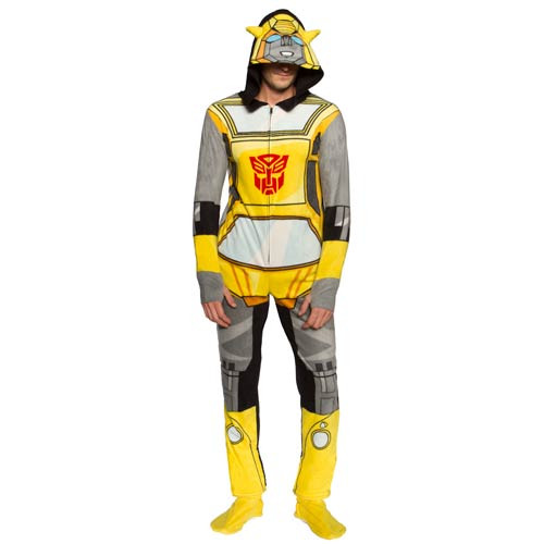 Transformers Bumblebee Hooded Unisex All in one with Thumb Holes and Removable Feet-Large