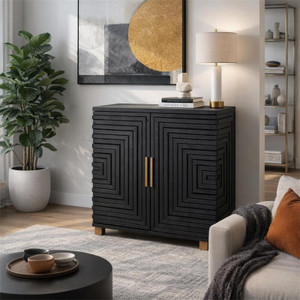 Lennox Black 2 Door Small Sideboard Cabinet