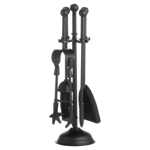 Black ball topped companion set on stand