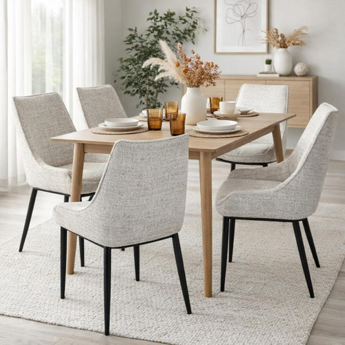 Zephra Dining Chairs styled around a wooden dining table