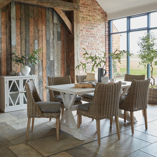 Amalfi outdoor dining chairs around a dining table