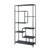 Large Black Multi Shelf Unit shown empty on a white background, highlighting its asymmetrical shelf configuration