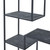 Close-up of the Large Black Multi Shelf Unit's staggered shelf levels and black metal frame